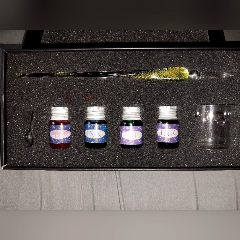 *Free Gifts* Glass Dip Pen/Quill Set with Ink